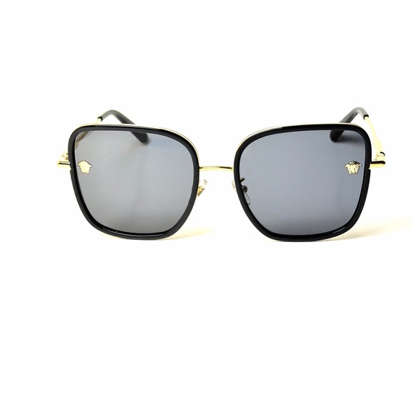 Versace Mod 2247D 1438/87 Black and Gold Square Sunglasses Authentic - Picture 8 of 10